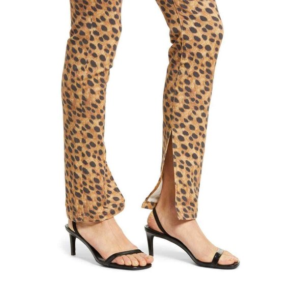 WeWorewhat Stiletto Split Hem Leopard Animal Print Skinny Jeans Size 27 - Picture 3 of 12